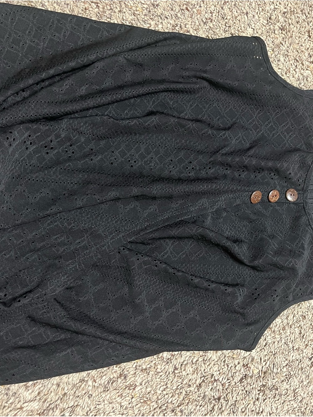 CO Black Eyelet Camisole with Wooden Buttons